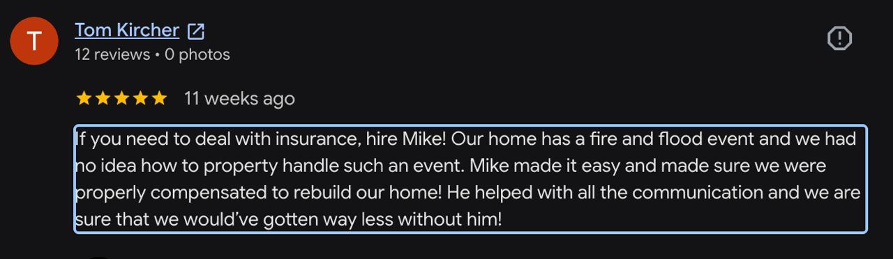 San Antonio public adjuster review snippet